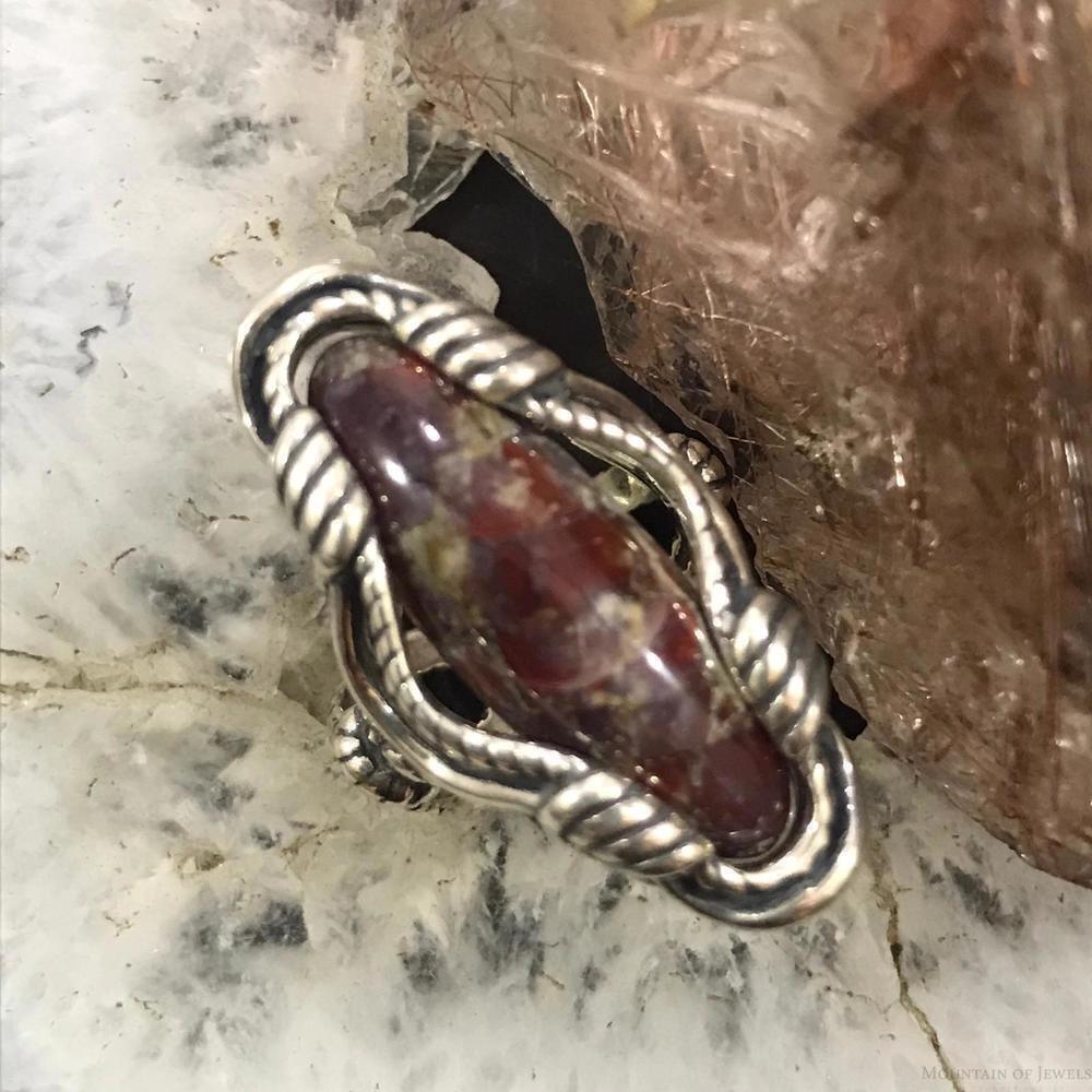Carolyn Pollack Sterling Marquise Spotted Red Jasper Ring Size 5 For Women